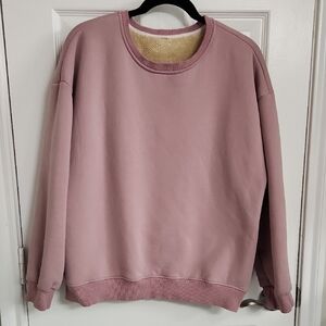 Cozy Fleece-Lined Pink Sweatshirt Size: L